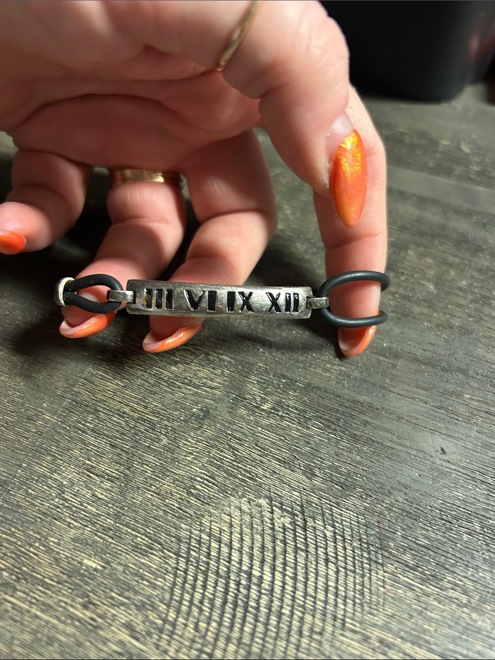 Tiffany & Co. Atlas numeric bar rubber bracelet  a sterling silver Roman Numeral
